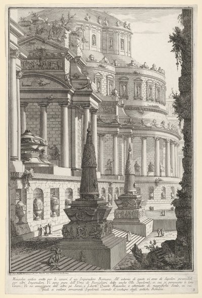 3. tábla: Egy római császár hamvainak emelt ókori mauzóleum Mausoleo antico ere..., 1743. alkotó: Giovanni Battista Piranesi
