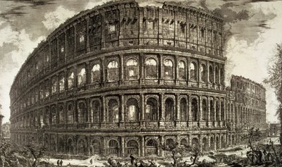 XCVII-VIII. tábla A Flavius-amfiteátrum látképe, a „Vedute” Colosseum néven ismert, először 1756-ban, pub. írta: E & F.N. Spon Kft. alkotó: Giovanni Battista Piranesi