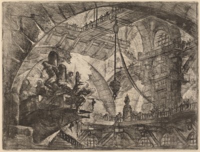 Foglyok egy kivetítő platformon alkotó: Giovanni Battista Piranesi