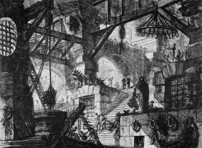 Foglyok egy kiugró emelvényen alkotó: Giovanni Battista Piranesi