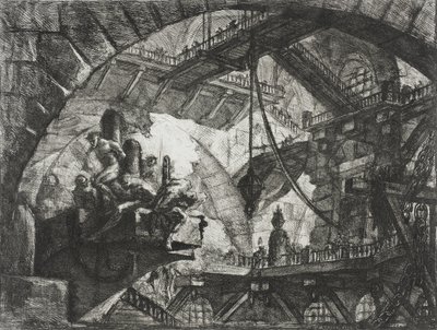 Foglyok egy kiugró emelvényen alkotó: Giovanni Battista Piranesi