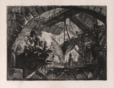 Foglyok egy kiálló platformon, 10. tábla Carceri d alkotó: Giovanni Battista Piranesi