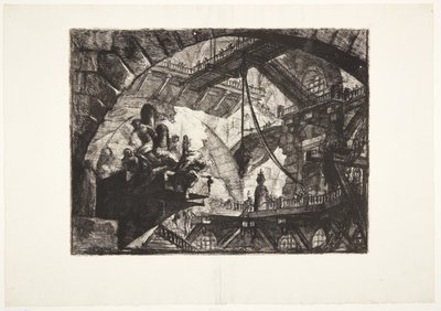 Foglyok egy kiálló platformon alkotó: Giovanni Battista Piranesi