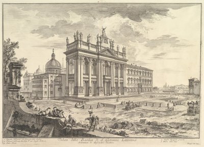 S. Giovanni in Laterano, főhomlokzat, jobbra a palotával és a Scala Santával (Veduta della Basilica di S. Giovanni Laterano), a „Vedute di Roma” című műből alkotó: Giovanni Battista Piranesi