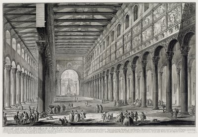 A San Paolo fuori le Mura-bazilika belső terének metszete (a Vedute di Roma című műből) alkotó: Giovanni Battista Piranesi