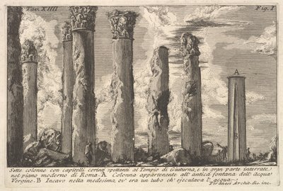 A Juturna-templom hét oszlopa korinthoszi betűkkel. . . Sette colon..., 18. század. alkotó: Giovanni Battista Piranesi