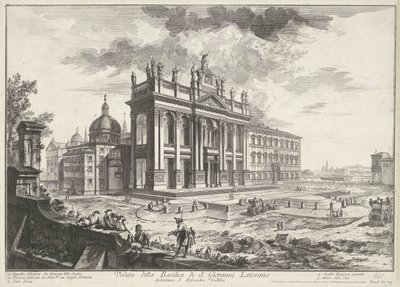 Sint-Jan van Lateranen te Róma Kilátás a S. Giovanni Laterano-bazilikára (cím a tárgyon) Gezichten op Rome (sorozat címe) Róma kilátásai, amelyeket Giambattista Piranesi építész, Ve (nez) iano tervezett és vésett (sorozat címe) alkotó: Giovanni Battista Piranesi