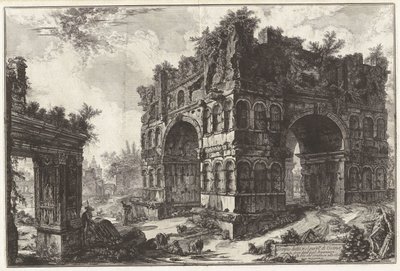 Az úgynevezett Janus-templom. A. Az úgynevezett Argentarii-diadalív, a Vedute di Roma (Római látképek) című műből alkotó: Giovanni Battista Piranesi