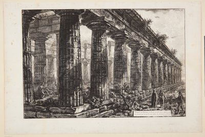 Neptunusz temploma Paestumban, oldalról nézve és az első táblánál nagyobbra rajzolva alkotó: Giovanni Battista Piranesi