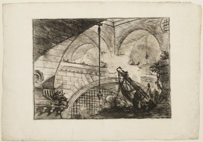 Az ív kagylódísszel, 11. tábla a képzeletbeli börtönökből alkotó: Giovanni Battista Piranesi