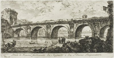Rimini híd, amelyet Augustus és Tiberius császár épített alkotó: Giovanni Battista Piranesi
