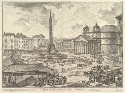 A Piazza della Rotonda a Panteonnal és az obeliszkkel, a „Vedute di Roma” című sorozatból alkotó: Giovanni Battista Piranesi