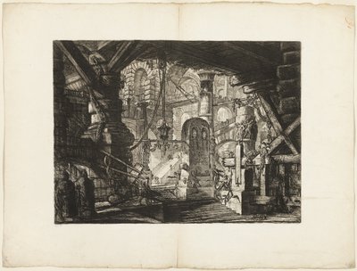 The Pier with Chains, 16. lemez a Képzelt börtönökből alkotó: Giovanni Battista Piranesi