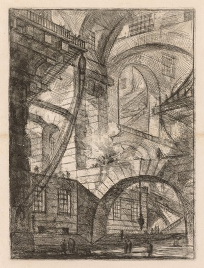 The Prisons: Perspective of Arches with a Smoking Fire, 1745-1750. alkotó: Giovanni Battista Piranesi
