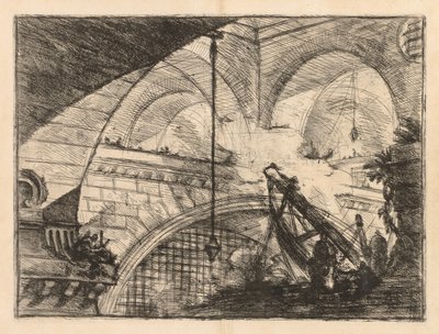 A börtönök: Galériák sorozata daruszerű gerendák felállításával alkotó: Giovanni Battista Piranesi