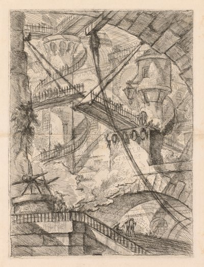 A börtönök: hatalmas belső felvonóhíddal, 1745-1750. alkotó: Giovanni Battista Piranesi