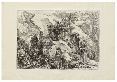 A csontvázak c. 1748 (rézkarc gravírozással, szárazhús és polírozás krémszínű papírra) alkotó: Giovanni Battista Piranesi