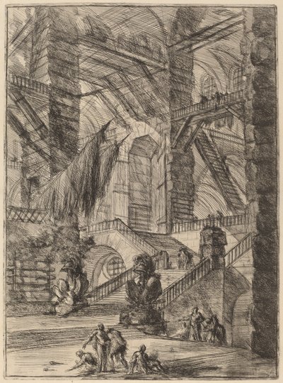A lépcsőház trófeákkal alkotó: Giovanni Battista Piranesi