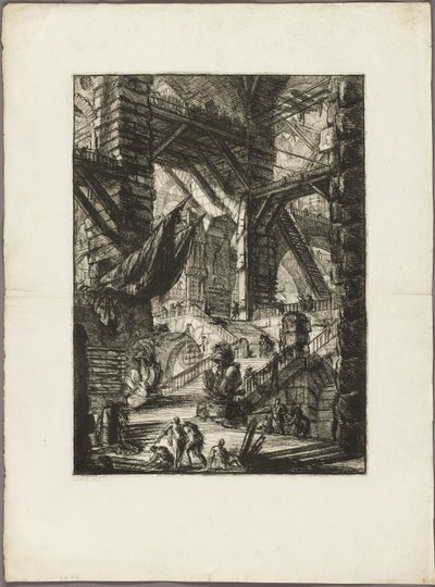A lépcsőház trófeákkal, 8. tábla a képzeletbeli börtönökből alkotó: Giovanni Battista Piranesi
