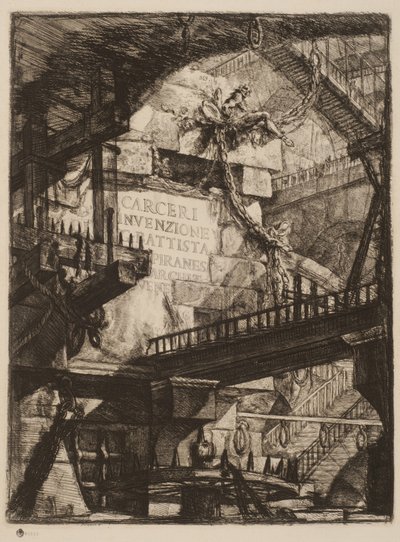 Címtábla, I. tábla a képzeletbeli börtönökből, 1750 körül (rézkarc papírra) alkotó: Giovanni Battista Piranesi