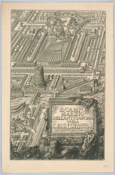 Címlap: "Az ókori római Campo Marzio" a "Giovanni Battista Piranesi teljes művei" 20. részéből alkotó: Giovanni Battista Piranesi