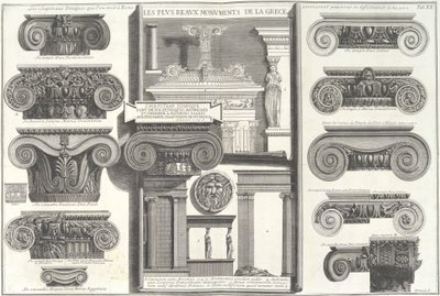 Különféle római jón fővárosok a görög példákkal összehasonlítva..., 18. század közepe. alkotó: Giovanni Battista Piranesi