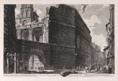 Kilátás a Forum of Nerva maradványaira, a Vedute di Romától (Róma látképe) alkotó: Giovanni-Battista Piranesi