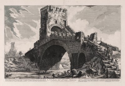 Veduta del Ponte Salario (Kilátás a Salario-hídra), Vedute di Roma-ból (Róma kilátás) alkotó: Giovanni Battista Piranesi