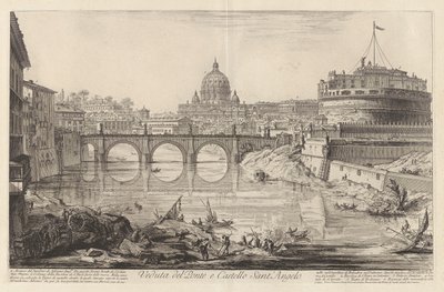 Kilátás a hídra és a Sant-kastélyra alkotó: Giovanni Battista Piranesi