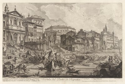 Veduta del Porto di Ripetta (Kilátás Ripetta kikötőjére), Vedute di Roma (Róma kilátás) alkotó: Giovanni Battista Piranesi