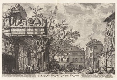 Veduta del Tempio di Giove Tonante (Jupiter Tonans [Jupiter, a Mennydörgés; valójában Vespasianus és Titus temploma]) a Vedute di Roma (Róma látképe) alkotó: Giovanni Battista Piranesi