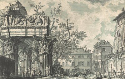 Kilátás a Mennydörgő Jupiter templomára, 1740-60-as évek. alkotó: Giovanni Battista Piranesi