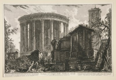 Kilátás a tivolii Szibilla-templomra, Vedute di Roma városából alkotó: Giovanni Battista Piranesi