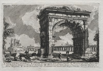 Kilátás a Gallieno-ívre alkotó: Giovanni Battista Piranesi