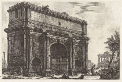 Septimius Severus diadalívének látképe, a Vedute di Roma című műből alkotó: Giovanni Battista Piranesi
