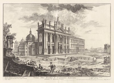 Kilátás a San Giovanni Laterano-bazilikára (Kilátás a San Giovanni Laterano-bazilikára), a Vedute di Romáról (Róma látképe) alkotó: Giovanni Battista Piranesi