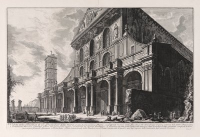 Kilátás a San Paolo fuori delle Mura-bazilikára, amelyet Nagy Konstantin épített, a Vedute di Roma épületéből (Róma látképe) alkotó: Giovanni-Battista Piranesi