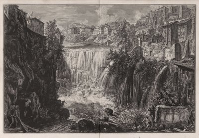 A tivoli vízesés látképe, a Vedute di Roma című műből alkotó: Giovanni Battista Piranesi