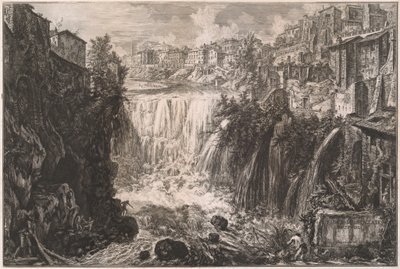 Kilátás a tivoli vízesésre alkotó: Giovanni Battista Piranesi