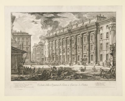 Kilátás a Piazza di Pietra vámházára, a Vedute di Roma felől alkotó: Giovanni-Battista Piranesi