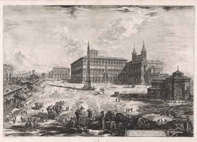 Kilátás a térre és a Laterano S. Giovanni-bazilikára (a térre és a Laterano-i San Giovanni-bazilikára), a Vedute di Romától (Róma látképe) alkotó: Giovanni Battista Piranesi