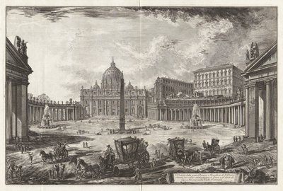 Kilátás a nagy térre és a Szent Péter-bazilikára alkotó: Giovanni-Battista Piranesi