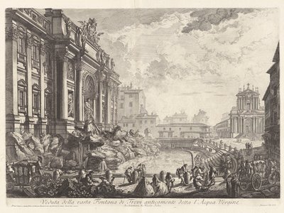 Kilátás a hatalmas Trevi-kútra, korábban l alkotó: Giovanni-Battista Piranesi