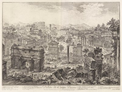 Veduta di Campo Vaccino (Kilátás a Campo Vaccino-ra [a Forum Romanum, a Capitolium-dombról]), a Vedute di Roma-ból (Róma látképe) alkotó: Giovanni-Battista Piranesi