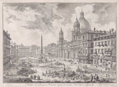 A Piazza Navona látképe a Circus Agonalis romjai fölött, a Vedute di Roma (Róma látképei) című sorozatból alkotó: Giovanni Battista Piranesi