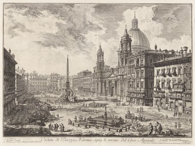 A Piazza Navona látképe a Circus Agonalis romjai fölött (A Piazza Navona látképe Domitianus cirkuszának romjai fölött), a Vedute di Roma (Róma látképei) című sorozatból alkotó: Giovanni Battista Piranesi