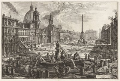 A Piazza Navona látképe a Circus Agonalis [Domitianus cirkusza] romjai fölött, a Vedute di Roma (Római látképek) című sorozatból alkotó: Giovanni Battista Piranesi