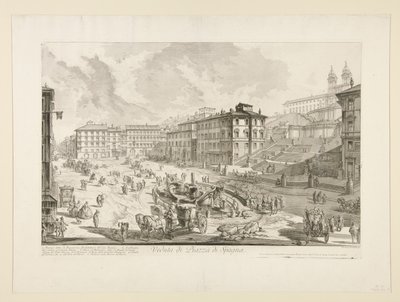 Kilátás a Piazza di Spagna-ra, a Római kilátásból alkotó: Giovanni Battista Piranesi