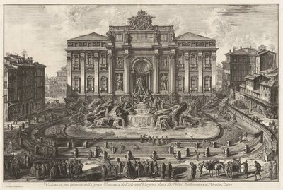 Az Acqua Vergine nagy szökőkútjának perspektivikus látképe, Trevi-kút néven, Nicola Salvi építészete, a Vedute di Roma című műből alkotó: Giovanni Battista Piranesi