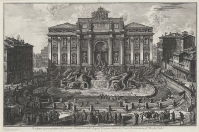 A Trevi nevű Acqua Vergine nagy szökőkútjának perspektivikus látképe, Nicola Salvi építészete alkotó: Giovanni Battista Piranesi
